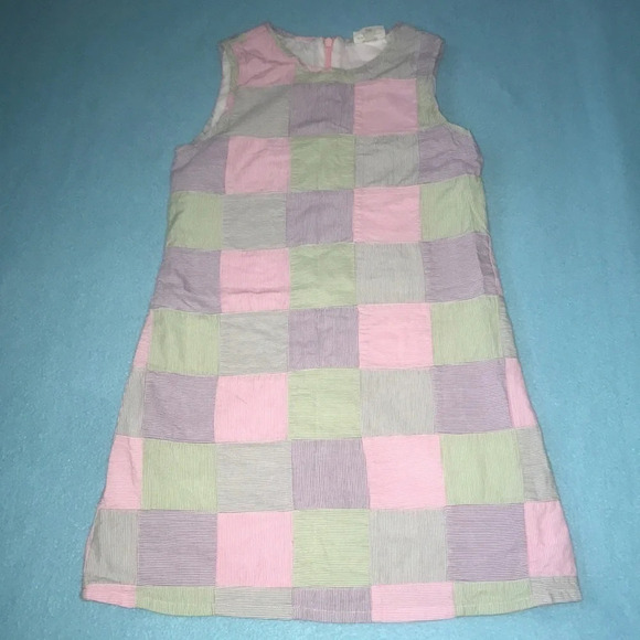 CRAZY 8 patchwork shift dress 100% cotton made in India vintage back zip size 8 - Picture 1 of 8